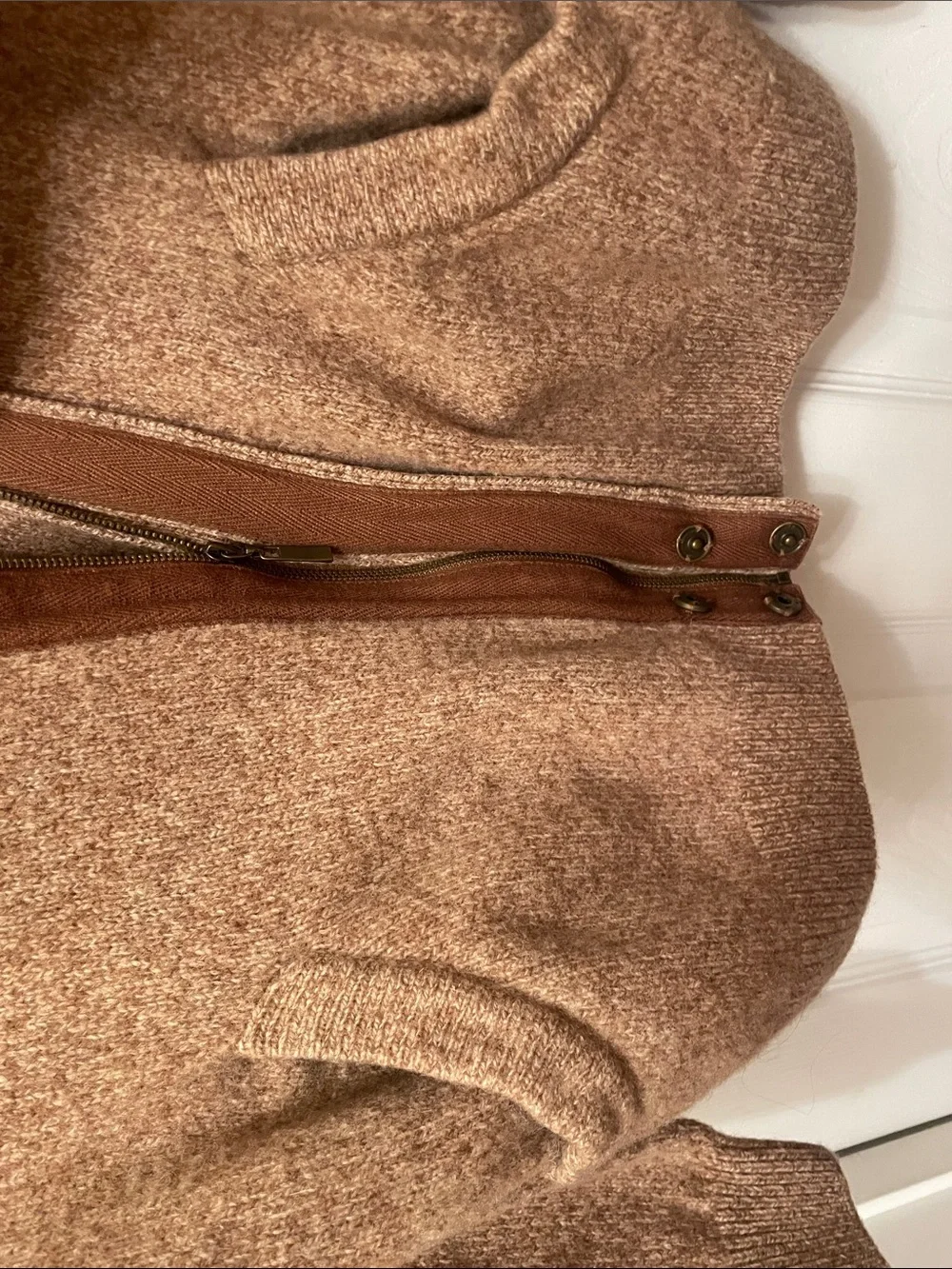Tasso Elba Men's tan Brown Full-Zip Knit Sweater Jacket 100% Lambswool size L